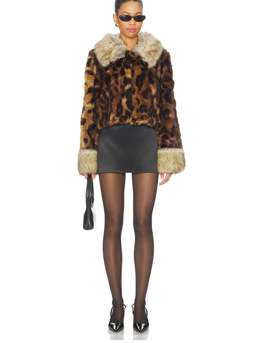 Unreal Fur Leopard-Print Teddy Jacket with Cream Collar & Cuffs unreal fur